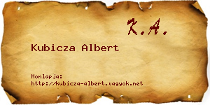 Kubicza Albert névjegykártya