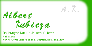 albert kubicza business card